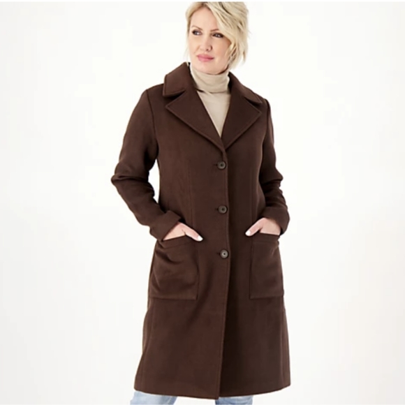 NEW Candace Cameron Bure Java Chocolate Tailored Faux Wool Long Coat 4X PLUS - Picture 11 of 15